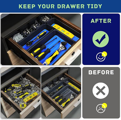 Tool Box Organizer, Tool Drawer Organizer Tray Divider, Toolbox Organization, Garage Tool Organizers and Storage, Tool Box Accessories for Rolling Tool Chest Cabinet (Blue (47PCS))
