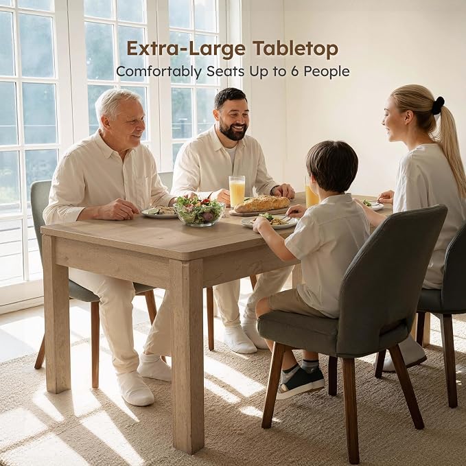 Farmhouse Dining Table, 70" Rectangular Wooden Kitchen Table for 4–6 People, Modern Dining Table & Home Office Desk for Family Gatherings and Study, Easy to Clean, Rustic