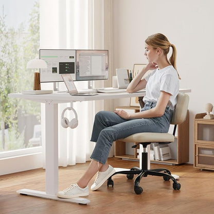 Klicelor 40 Inch Electric Standing Desk, Height Adjustable Office Desk, Sit Stand Up Computer Desk with Memory Preset, Two-Piece Desktop, White