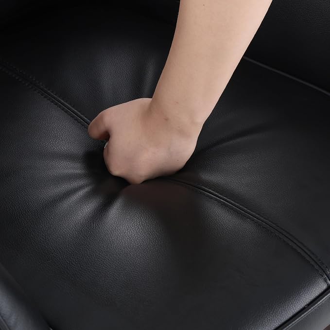 COLAMY Ellis High-Back Home Office Desk Chair, Leather Executive Chair with Integrated Armrests, Black