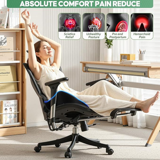 Benazcap Memory Foam Seat Cushion, Ergonomic Office Chair Pressure Relief | Premium memory foam cushion with breathable cover, ergonomic design for office chairs, cars, wheelchairs.