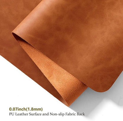 Distressed Leather Desk Mat - Non-Slip PU Desk Pad for Office and Home - Desk Organization and Accessories - Ideal for Large Mouse Pad and Desk Mats on Top of Desks(Tan,27.6"x 13.8")