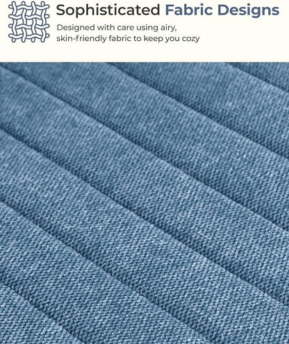 NEO Chair Criss Cross Chair No Wheels, Armless Cross Legged Office Desk Chair, Vanity Makeup Fabric Computer Comfy Adjustable Swivel Ergonomic Living Bedroom for Home Office (Fabric Blue)