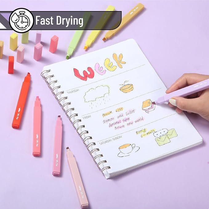 Mr. Pen- Aesthetic Highlighters No Bleed, 8 Pack, Summer Morning | Chisel Tip, Cute Highlighters Assorted Colors for Journaling, Highlighting, Underlining, Fast Dry, Back to School Supplies