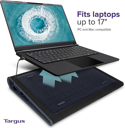 Targus 17 Inch Dual Fan Lap Chill Mat - Soft Neoprene Laptop Cooling Pad for Heat Protection,Fits Most 17" Laptops and Smaller - USB-A Connected Dual Fans for Heat Dispersion (AWE55US),(Pack of 8)