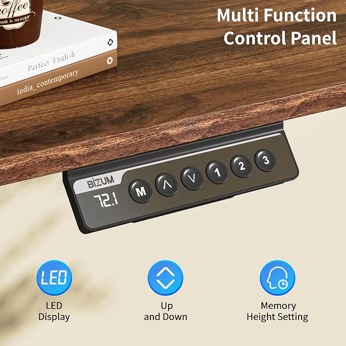 BIZUM 40x24 Inch Electric Standing Desk with Memory Presets, Quiet Motor Height Adjustable Stand Up Desk for Home Office & Gaming, Ergonomic Sit Stand Workstation，Walnut