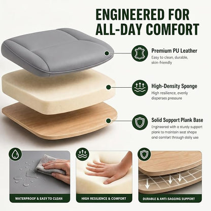 MALOL Leather Office Chair, Computer Desk Chair with Adjustable Lumbar Support, Thick Cushion, Flip-Up Arms and Ergonomic Back, Comfy Executive Office Chair for Home Office Gaming,Grey