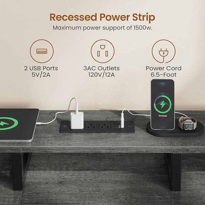 SEDETA 94.5" 2 Person Gaming Desk, Long Office Computer Desk with 8 Drawers & LED Lights, Two Person Desk with Storage, Power Strip & Monitor Stand for Home Office, Grey