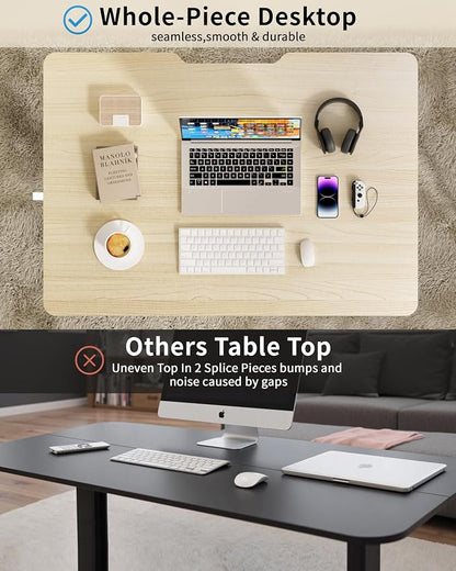 Okin Small Electric Standing Desk, 36" x 24" Whole Piece Height Adjustable Desk, Oak Sit to Stand Computer Workstation for Home Office