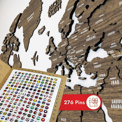 Colorfull Worlds, Multilayer 3D Wooden World Map, Travel Map States and Capitals, Wall Decor For New House, Gift For Travelers, Office Decor, Birthday Present, Living Room Decoration (L, Betül)