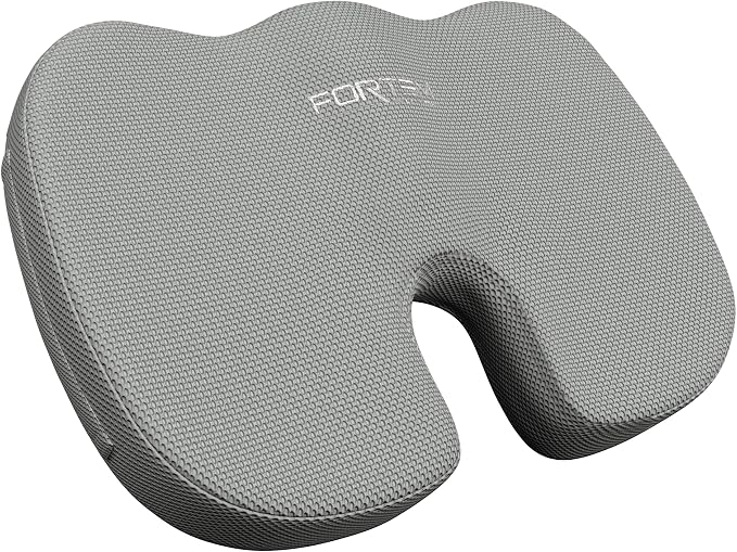 FORTEM Seat Cushion, Office Chair Cushion, Memory Foam Car Seat Cushions, Sciatica Coccyx Tailbone Pain Relief, Chair Cushions for Back Support, Sitting Pad for Gaming, Washable Cover, Non Slip