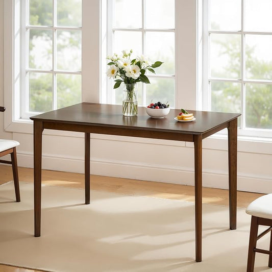 Small Dining Table, 43 Inch Rectangular Solid Wood Kitchen Table for Small Space, Easy Assembly, Dining Room Table for Home, Apartment, Office, Oak