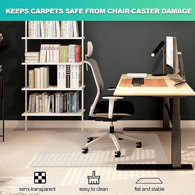 Thickened Chair Mat for Carpet- Low Pile Carpet Protector for Office Computer Desk Chair. Heavy Duty Desk Chair Mat for Carpeted Floors. Clear (Rectangular, 3mm Thick- 48x36)