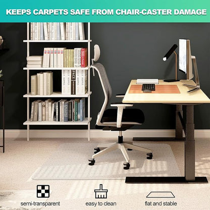 Thickened Chair Mat for Carpet- Low Pile Carpet Protector for Office Computer Desk Chair. Heavy Duty Desk Chair Mat for Carpeted Floors. Clear (Rectangular, 3mm Thick- 48x36)