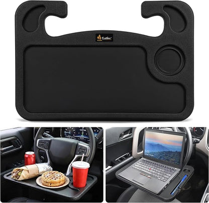 EcoNour Steering Wheel Desk for Chevrolet Silverado1500 2019-2026 2-in-1 Car Tray Table Laptop Car Mount with Pen Holder Food Tray for Eating with Drinks Holder Multipurpose Travel Car Accessories