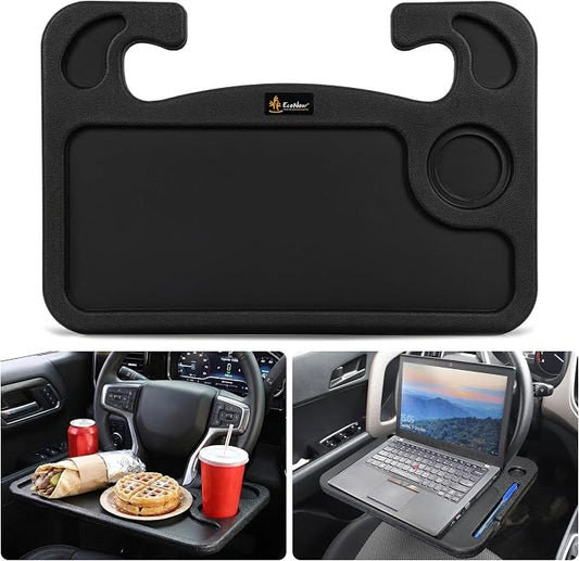 EcoNour Steering Wheel Desk for Chevrolet Silverado1500 2019-2026 2-in-1 Car Tray Table Laptop Car Mount with Pen Holder Food Tray for Eating with Drinks Holder Multipurpose Travel Car Accessories