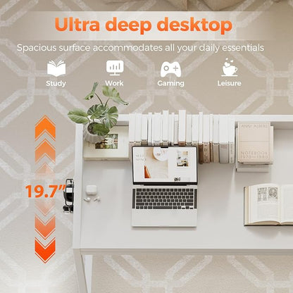 Mericonia 40 inch Rolling Computer Desk with Wheels, Gaming Desk for Small Spaces, Modern Simple Style Table for Home Office, Study Writing Table
