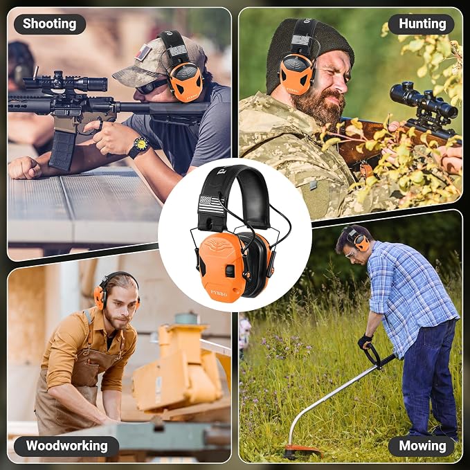 Electronic Shooting Ear Protection w/Gel Pads, 23dB NRR Active Noise Reduction & 3X Amplification Headset for Shooters