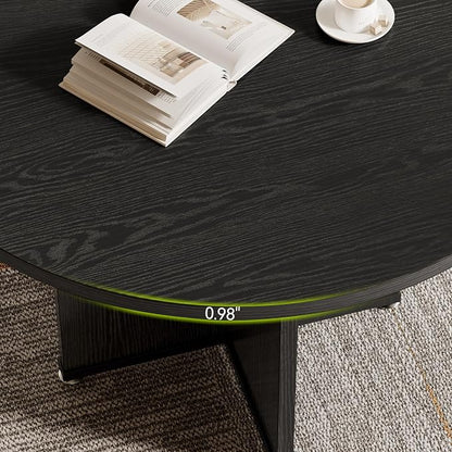 LITTLE TREE 39-Inch Small Conference Table for 4, Round Meeting Table with X-Shape Pedestal, for Office, Conference Room, Small Spaces, Black