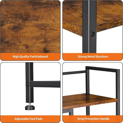 Snughome Desk Shelf, 38.6" Desktop Organizer Shelf, Desk Hutch for Computer Monitor, 4 Tier Desk Display Rack, Wood Desktop Bookshelf Storage Rack for Home Office Dorm, Rustic Brown | Desktop Organizer Shelf