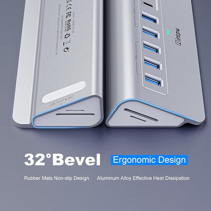 Powered USB Hub 10Gbps, Intpw YH6AC Plus 10-Port USB Hub 3.2 (USB A/USB C 3.2+3 USB-A 3.0+2 PD 45W Fast Charging Port+SD/TF Card Reader), 65W Power Adapter,Aluminum USB HUB for PC,Laptop,iPhone 17/16