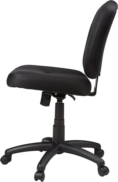 Amazon Basics Low-Back Armless Office Desk Chair with Back Support, Adjustable Height, 360 Degree Swivel, Fabric Upholstery, Rolling Wheels, Black