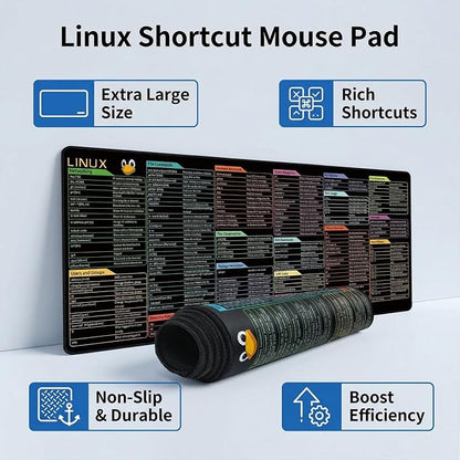 Excel Shortcut Keys Mouse Pad, Extended Large Desk Mat (31.5x11.8 Inch) with Non-Slip Base & Washable Surface for Gaming, Computer, Office Desk