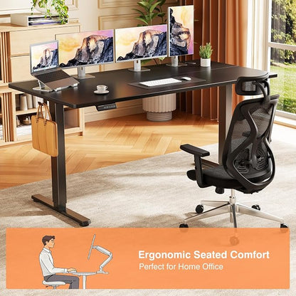 Sweetcrispy 55 Inch Electric Standing Desk, Height Adjustable Sit Stand Up Desk, Computer Workstation Home Office Gaming Rising Table with Memory Preset Splice Board, Black