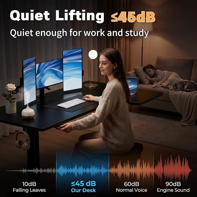 Realbear 71 Inch Electric L Shaped Standing Desk, Height Adjustable Standing Corner Desk with 3 Memory Presets, Ergonomic Workstation Office Desk for Home/Office (Black, 71 Inch)