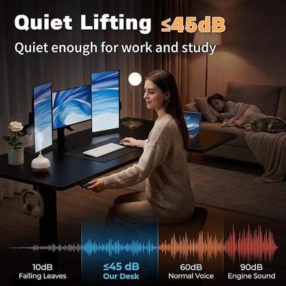 Realbear 71 Inch Electric L Shaped Standing Desk, Height Adjustable Standing Corner Desk with 3 Memory Presets, Ergonomic Workstation Office Desk for Home/Office (Black, 71 Inch)