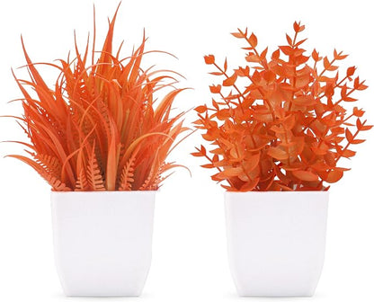 Der Rose 2 Pack Fake Plants Maple Red Artificial Plants for Fall Decor | Autumn faux plants for bathroom kitchen home office desk decor and fall displays, no maintenance needed
