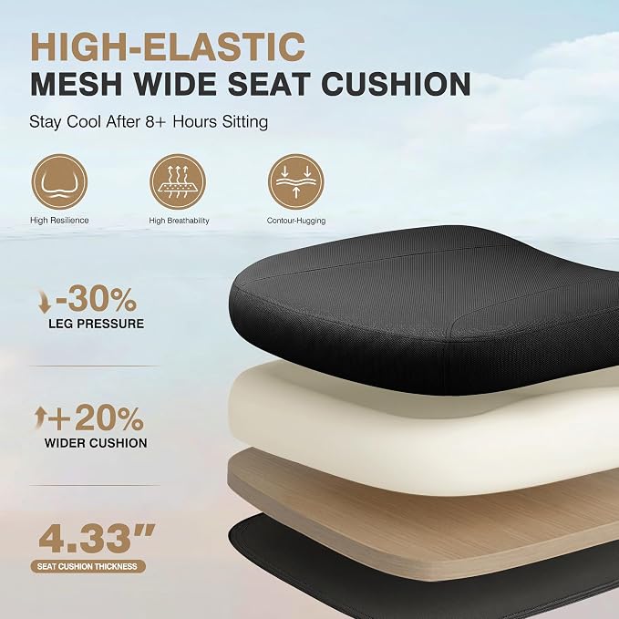 Ergonomic Office Desk Chair, Breathable Mesh Office Chair with Lumbar Support, Computer Desk Chairs Comfy for Home Office, Work, Study, 300LBS, Black, Upgrade