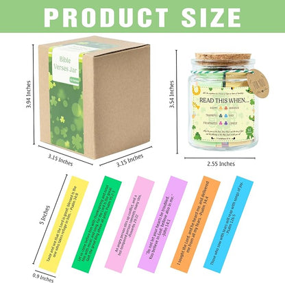 St Patricks Day Version Bible Verses Jar – St. Patrick’s Day Gifts for Women, 92 Bible Jar Folded by Hand, Glass Jar with Cork Lid, Gift Box