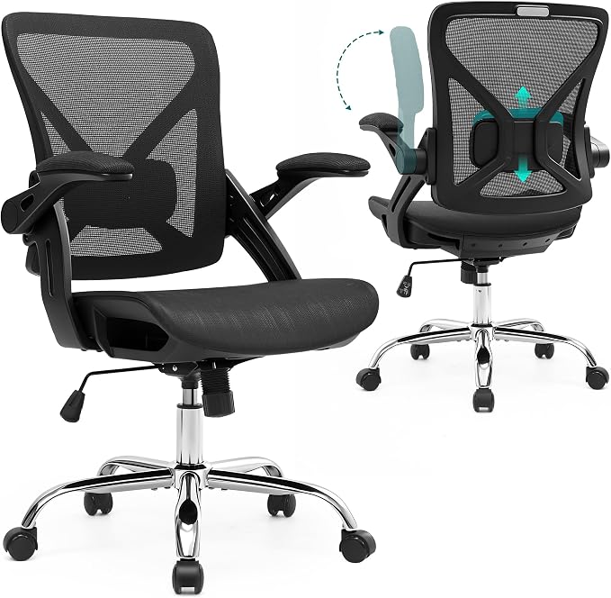 Ergonomic Office Chair, Comfy Computer Desk Chair with Adjustable Lumbar Support,Tilt Function, Comfy Wide Seat, Swivel Executive Computer Desk Chairs for Company and Home