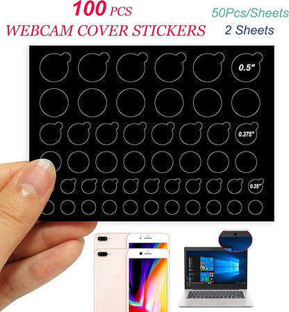 TINGYI Webcam/Camera Covers Privacy Stickers for Lens Privacy Protection- 3 Sizes 2 Styles - 100 Black Ultra Glossy Privacy Stickers -Removable and Reusable Laptop's Webcam Sticker