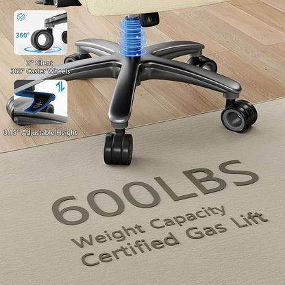 Big and Tall Office Chair with 5D Arms, Fabric & PU Leather Heavy Duty Desk Chair, Adjustable Lumbar Support & Height, Tilt Function, High Back Ergonomic Executive Computer Chair