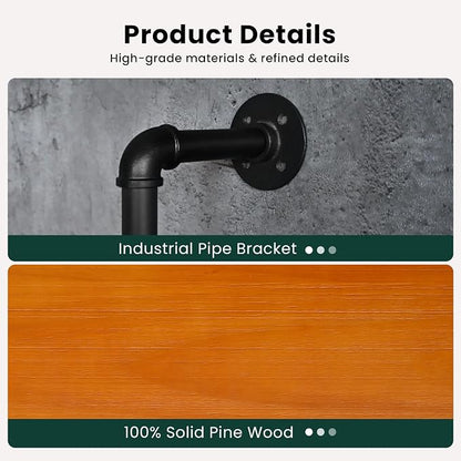 HDDFER Bathroom Floating Shelves for Wall - Industrial Pipe Shelving Shelves Wall Mounted Shelf Over Toilet 24" Farmhouse Home Decor Display Bookshelf Set of 2,Oak