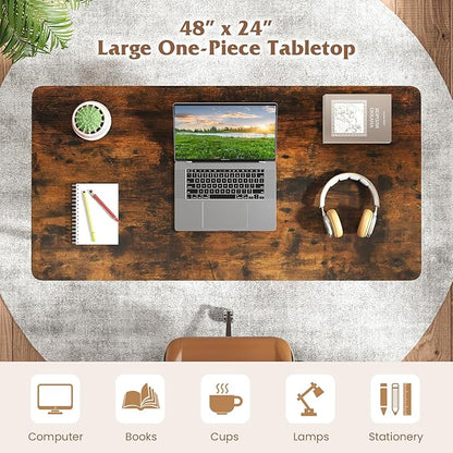 Giantex Universal Wood Table Top, 48 x 24 inch One-Piece Desktop & Sit to Stand Height Adjustable Home Office Desk Frame, Rectangular Workbench Top Board, Countertop DIY, Coffee Bar Tabletop, Brown