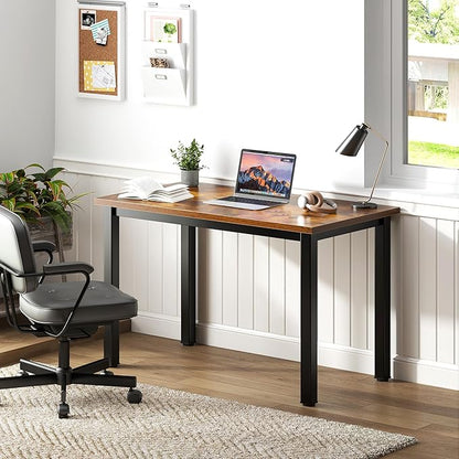 Need Small Desk, 31.5 inch Sturdy Writing Desk for Small Spaces, Computer Desk Teens Desk Study Table Laptop Desk Home Ofice Desk, Black Metal Frame, Rustic Brown