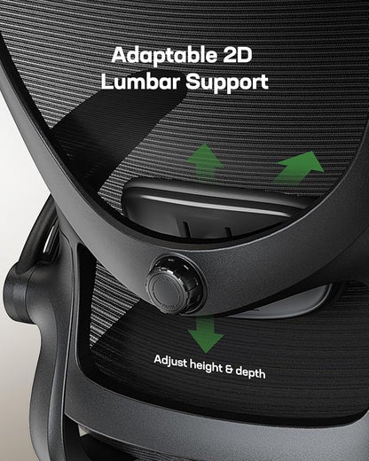 Marsail Ergonomic Office Chair Desk Chair with 3D PU Armrests and Adjustable Lumbar Support Breathable Mesh Chair Executive Rolling Swivel Comfy Task Chair for Home Office Gaming Black