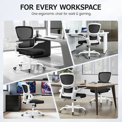ALLGOD Office Chair Ergonomic Desk Chair, Breathable Mesh Desk Chair Comfy with Lumbar Support, Flip-up Armrests, Computer Chairs Comfortable for Home, Office, Work, Standard, 300Lbs