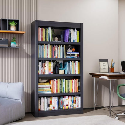 OSEILLC Bookshelf,61 Inch Tall 5-Tier Bookcase, Modern Bookshelves with Adjustable Shelves, Book Shelf for Home Office, Living Room, Garage, Minimalist Lifestyle & Small Space Living(Black)