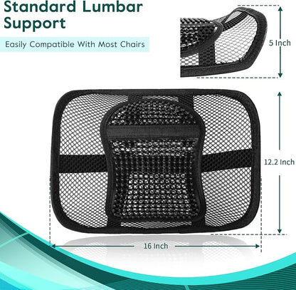 Samyoung 2 Pack Mesh Back Lumbar Support, Back Support Seat Cushion with Breathable Mesh for Office Chairs Car 12” x 16”
