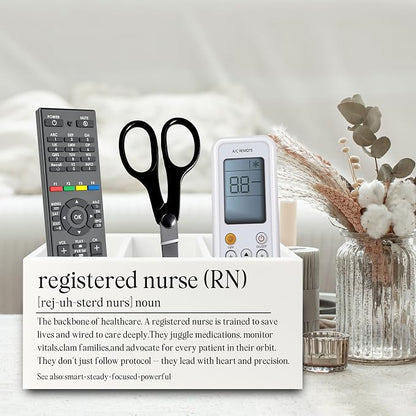 Registered Nurse Gifts Pen Pencil Holder Organizer for Desk, RN Gift for Nurses, Nurse Office Decor, Nursing Week Gifts Wooden Box Sign for Office Workplace Desk Tabletop Decorations