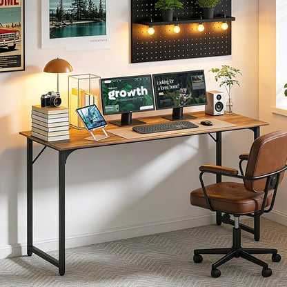 BestOffice Computer Desk,Home Office Desk, Modern Simple Style for Home Office Study Writing (Brown, 55 Inch)