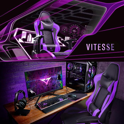 Gaming Chair,High Back Ergonomic Racing Gamer Chair with Lumbar Support and Headrest,Girl Computer Desk Chair with Height Adjustable(Purple)