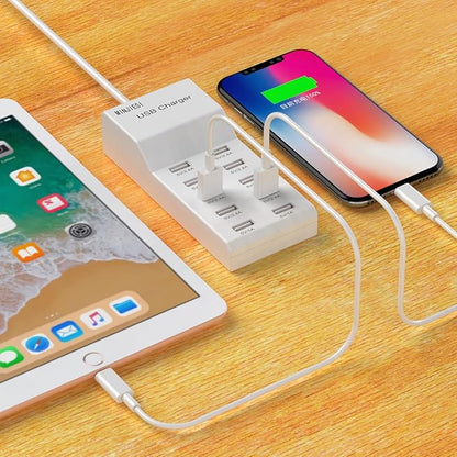 USB Charging Stations 50w10A 10 Ports Multiple Charging Block/Power USB Strip for iPhone Android Smartphone Tablet Smart Watch AirPods Samsung and Multiple Charger Plug…