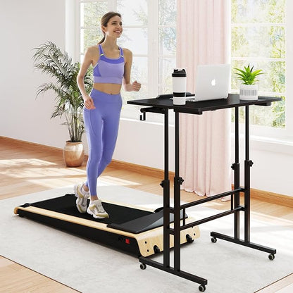 SIDUCAL Portable Standing Desk Adjustable Height, Rolling Computer Desk on Wheels, Mobile Home Office Workstation with USB Ports and Outlets, Laptop Cart for Standing or Sitting, 31.5" x 23.6" Black