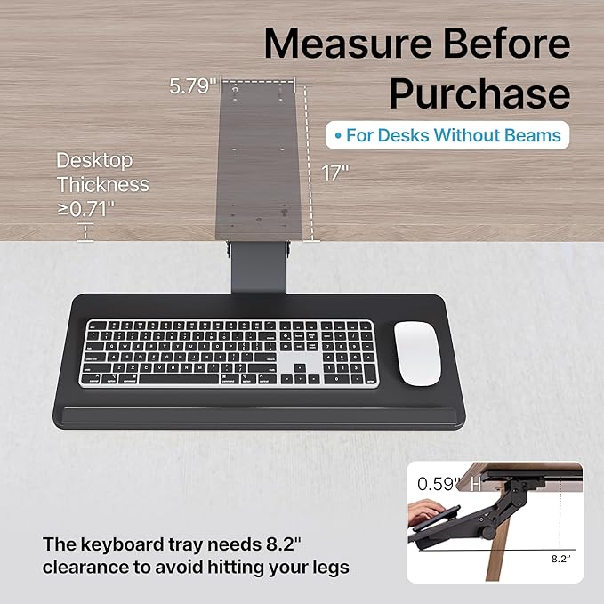 PEGZONE Keyboard Tray Under Desk Slide Out, 25 x 11 inch, Black | with Storage Drawer, Height Adjustable Swivel Tilt, Ergonomic Under Desk Mount Keyboard & Mouse Holder for Gaming Home Office