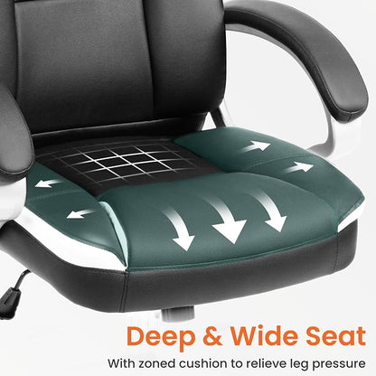 NEO CHAIR Office Desk Ergonomic Gaming Computer Chair High Back Adjustable PU Leather with Lumbar Support, Swivel Rolling Wheels, Executive Managerial Task Chair (Black)